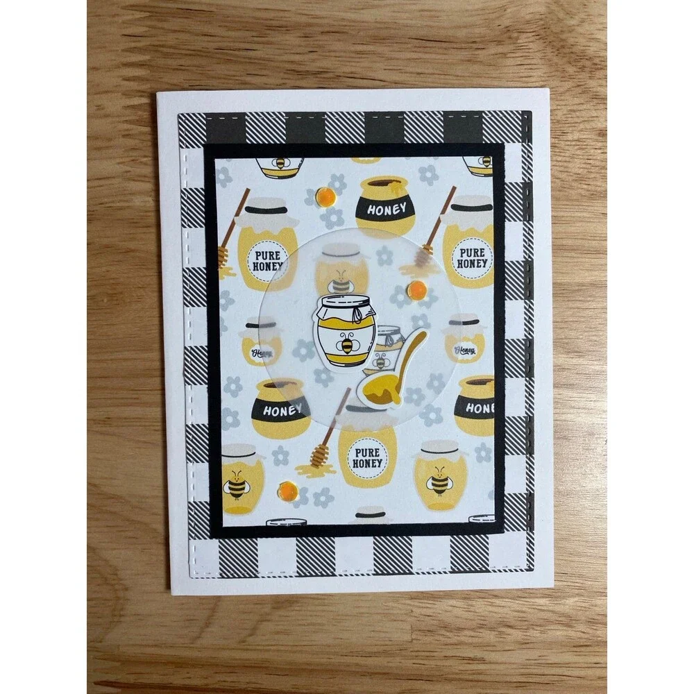 Bee & Honey Greeting Card – Handmade A2 Card – All Occasion Blank Card